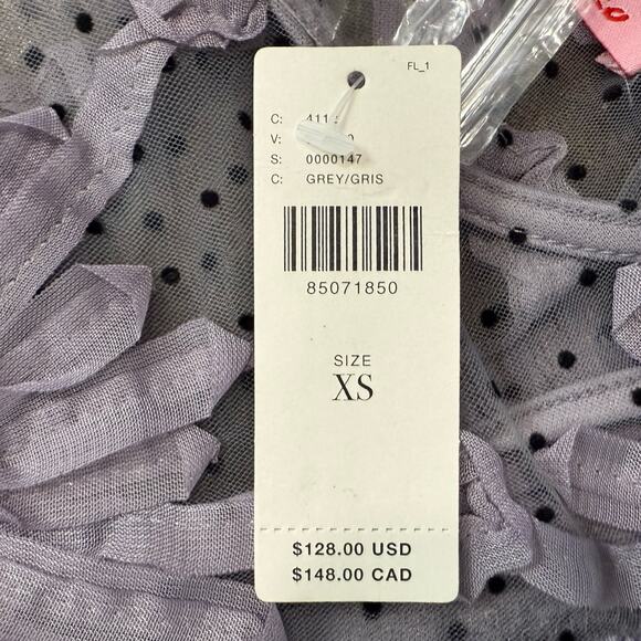 Anthropologie Eva Franco Purple 3D Flower Sheer Puff Sleeve Top sz XS NEW Tags - Picture 7 of 15